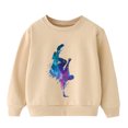 thumbnail image 2 of Cethrio Kids Girls Sweatshirts, Printed Casual Long Sleeve Pullover Tops Khaki Size 6-7 T, 2 of 7