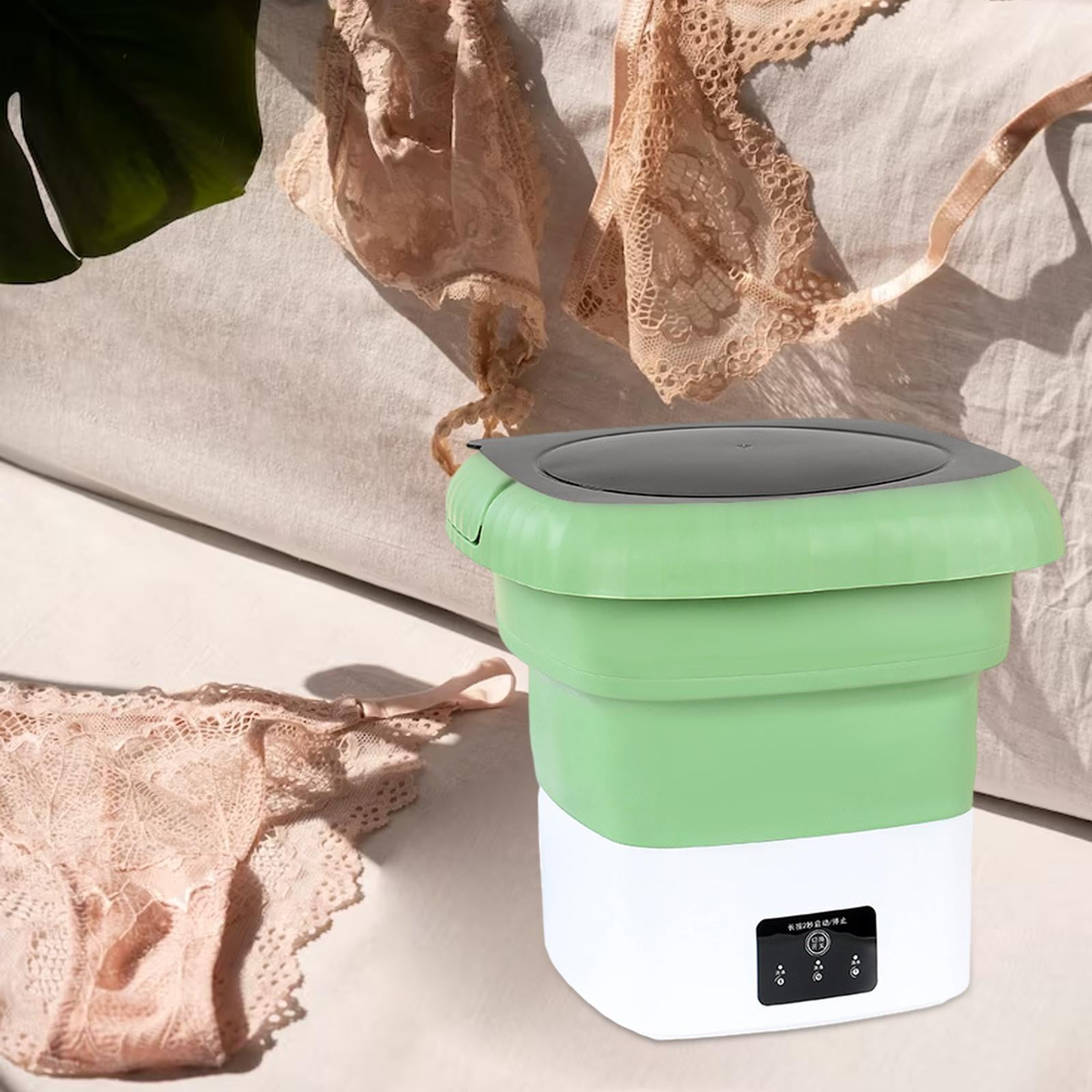Portable Washing Machine Deep Cleaning Collapsible Bucket Washer Folding Washing Machine for Travel Ties Socks Green