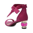 thumbnail image 4 of XYD Women Sparkling Open Toe Tie Up Ankle Strap Sandals Crystal Block Short Heel Wedding Prom Shoes Size 14 Deep Pink, 4 of 4