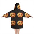 thumbnail image 2 of Halloween Realistic Pumpkins Pattern Blanket Hoodies for Kids 6-13YR Oversize Wearable Blanket Hoodies for Boys Girls Teens, 2 of 7