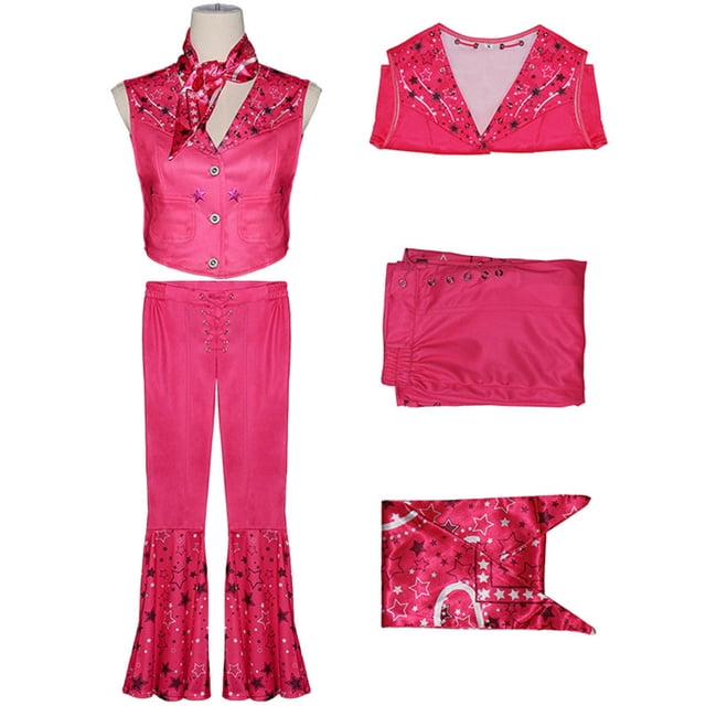 Disfraz de muñeca de película para niñas, traje de festival con cuello en V y estampado de estrellas (150) 3 piezas