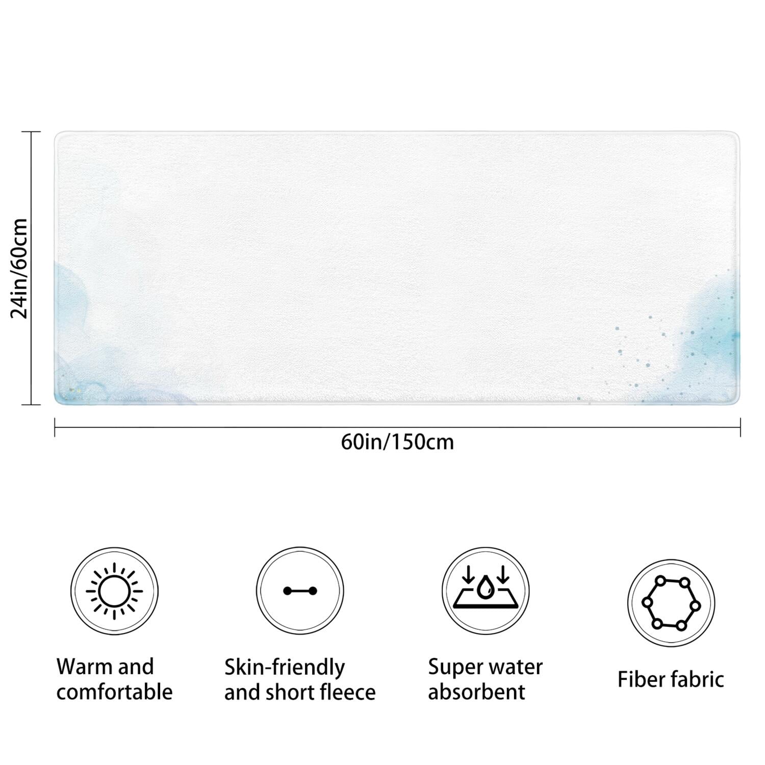 24x60 Inch Ultra Soft Faux Bath Mat Non Slip Absorbent Microfiber Bathroom Rug, Liquid & Marble Print