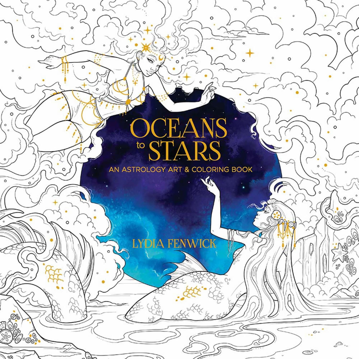 Oceans to Stars: An Astrology Art and Coloring Book, 80 pages (Paperback)