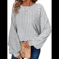 thumbnail image 2 of Suéter Básico Tipo Túnica para Mujer, Talla Grande, Larga, Holgado, Elegante, Cuello Redondo. Gris XXXL, 2 of 8