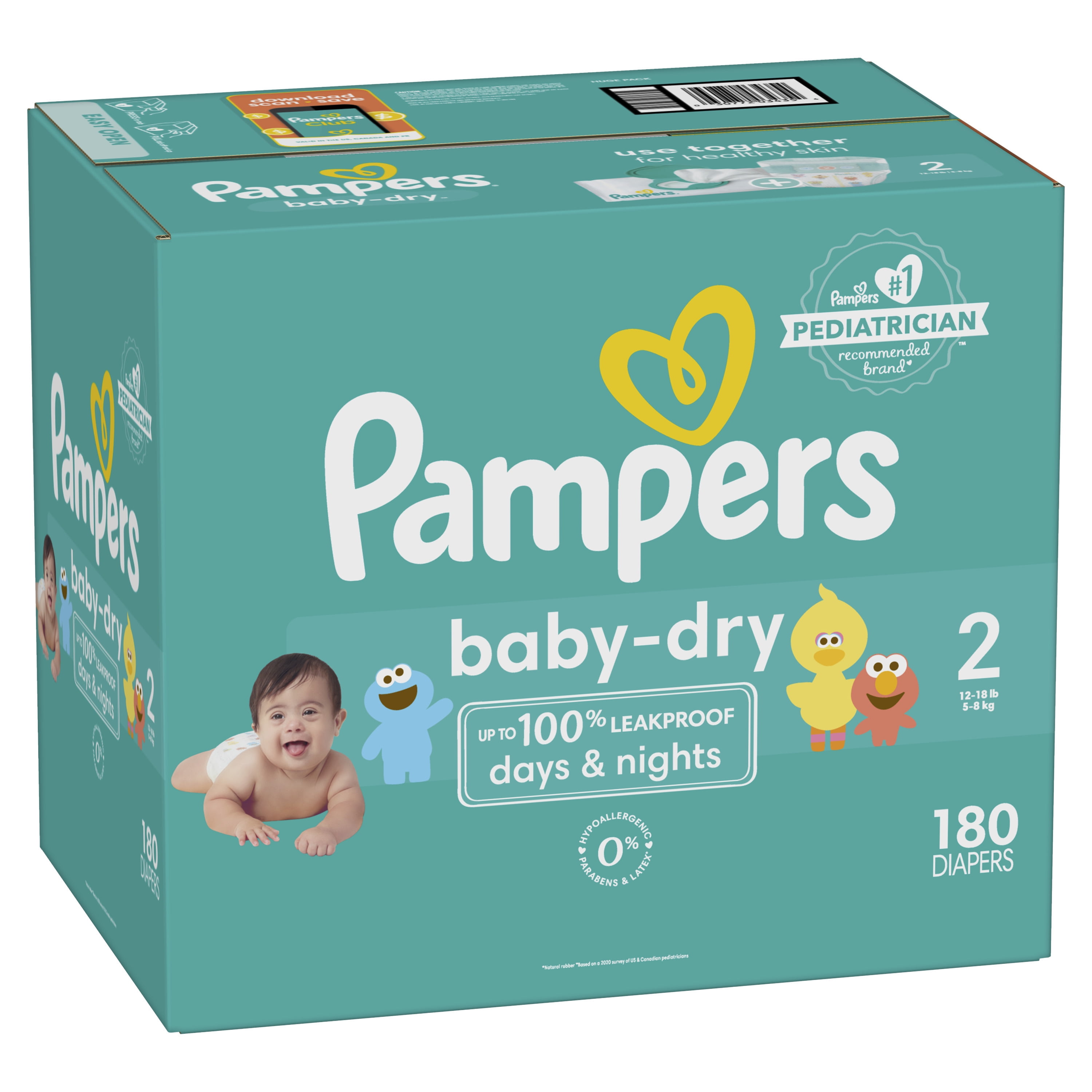 uitbreiden appel assistent Pampers Baby Dry Diapers Size 2, 180 Count (Select for More Options) -  Walmart.com