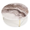 thumbnail image 3 of Michael Amini Ariana Faux-Marble Cocktail Table - White/Gold, 3 of 7