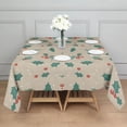 thumbnail image 3 of Beige Christmas Holly Pattern Square Tablecloth,Waterproof Square Table Cover,Wipeable Spillproof Washable Table Cover for Home Kitchen Party Decor 42"X42"(107x107cm), 3 of 6