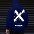 thumbnail image 3 of Felirenzacia Unisex Graphic Hoodie for Men Women, X Cross Print Long Cuffed Sleeve Hooded Pullover Sweatshirt,Navy,2XL, 3 of 8