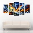 thumbnail image 3 of Cuadro decorativo para sala Cuadros Abigail Abstracto Hombre VS Dios elegante moderno minimalista Set de 5 piezas, 3 of 5