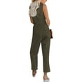 thumbnail image 2 of Franhais Women Jumpsuit, Elegant Sleeveless V Neck Waist Tie Solid Loose Romper Daily Streetwear, 2 of 4