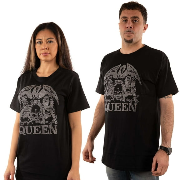 Queen Unisex T-Shirt Crest (Diamante) (Large)