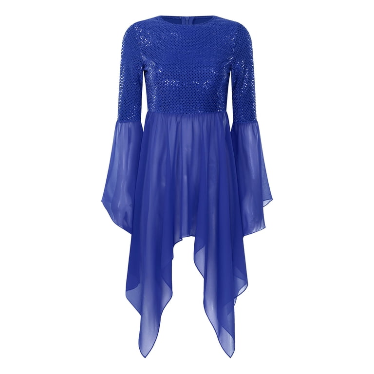 DPOIS Womens Sparkly Liturgical Praise Dance Tunic Worship Dance