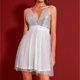 thumbnail image 3 of Gibobby Vestido sexy para fiesta Top con cuello en V sin tirantes para mujer con detalles de encaje en la espalda de tijera y falda corta tipo tubo con corpiño(Blanco,M), 3 of 5
