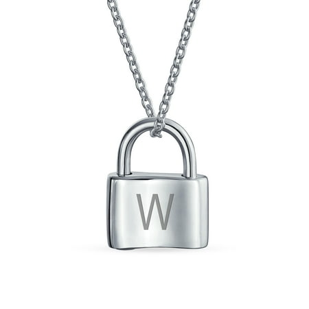 Bling Jewelry Womens W Monogram Lovers Lock Padlock Pendant Necklace16 Inch Bling Jewelry Womens W Monogram Lovers Lock Padlock Pendant Necklace16 Inch