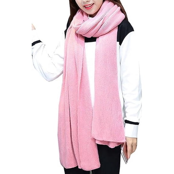 Womens Warm Winter Scarves Set Blanket Scarf Pure Color Pink