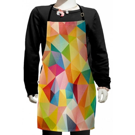 

Geometric Kids Apron Polygonal Arrangement with Colorful Abstract Triangles Ornamental Illustration Boys Girls Apron Bib with Adjustable Ties for Cooking Baking Painting Multicolor by Ambesonne