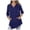 #0248-Navy, variant on Uootdi 3/4 Sleeve Tops for Women Hooded with Pockets Loose Fit Soft Comfy Casual Daily Loungewear Tunic Shirts Gift