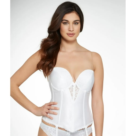 VA BIEN White Strapless Plunge Longline Bra, US 32C, UK 32C, NWOT