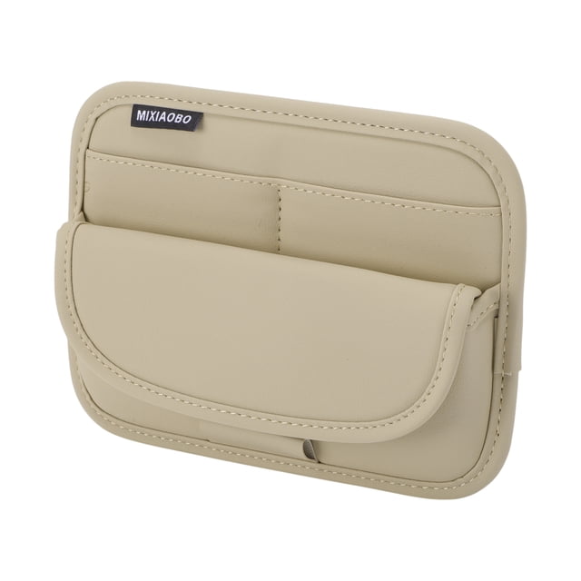 Estuche para Gafas de Sol del Coche Unique Bargains Universal Soporte para Gafas de Sol en el Parasoles del Coche Cuero PU Beige 21.5x16.5cm 1 Pcs