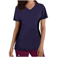 thumbnail image 2 of LSLJS Fashion Woman Patchwork V--Neck Short Sleeve T-Shirt Printing Loose Blouse Tops, Womens Plus Scrubs, 2 of 4