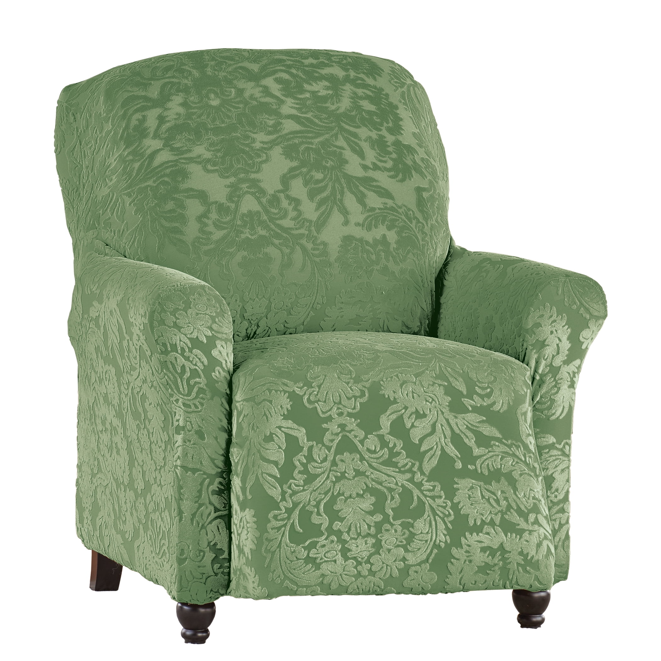 Collections Etc Elegant ToneonTone Medallion Stretch Slipcover Sage
