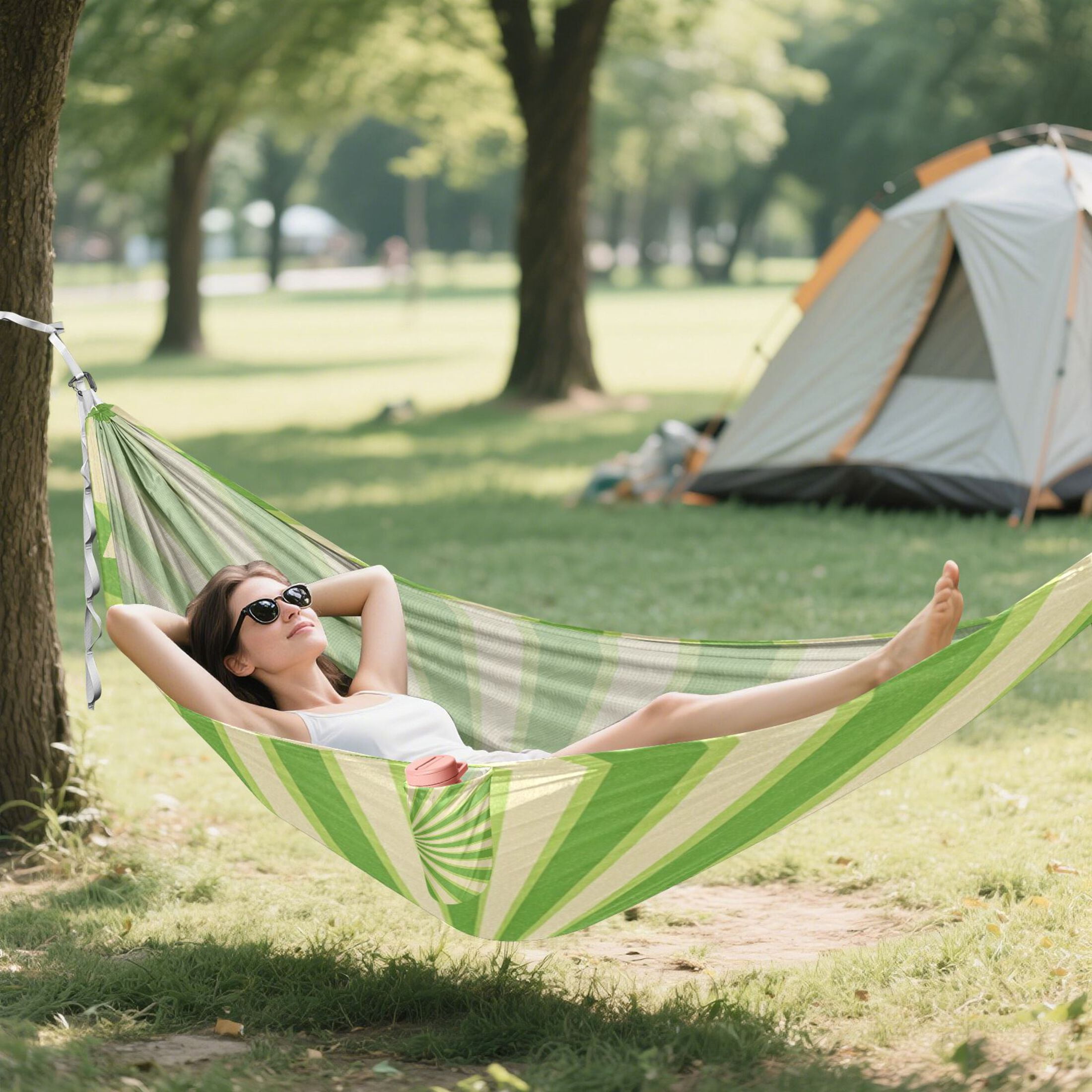 Hanging Hammock Portable Travel Camping For Outdooor Beach Camping Hiking Lime Green