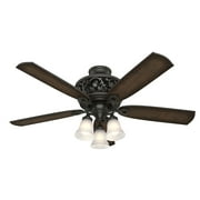 Hunter 54 inch Indoor Ceiling Fan with LED Lights and Remote Control - Standard Mount Bronze Ceiling Fan, 5 Blades, For Bedroom, Living Room, or Kitchen, Quiet - Promenade 59546, Brittany Bronze