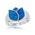 thumbnail image 1 of iJewelry2 Sterling Silver Blue Inlay Opal Rose Flower Band Ring, 1 of 2