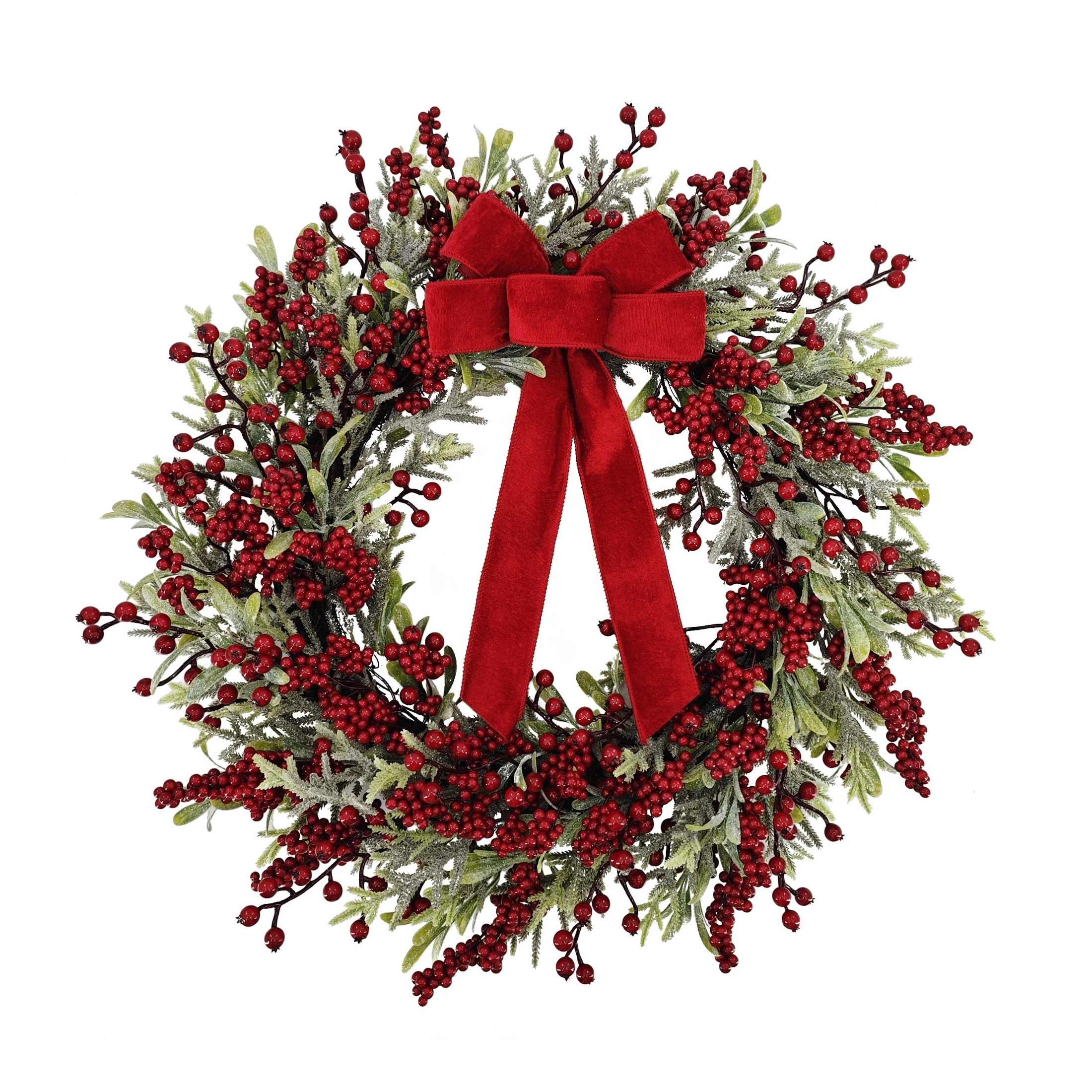 Holiday Time 24-Inch Frosted Evergreen Christmas Wreath photo 1