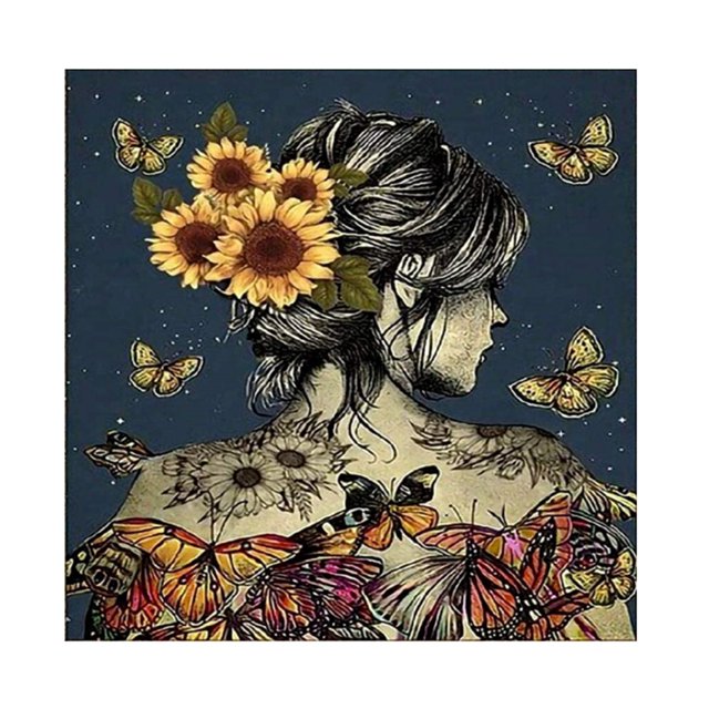 DIY 5D Diamond Painting Kit - 35x35cm Rectangle Canvas with Colorful Women's Back View Pattern, Acrylic Rhinestones, and Tools for Home Office Decor, Fashion Art Craft Gift (Type 2)