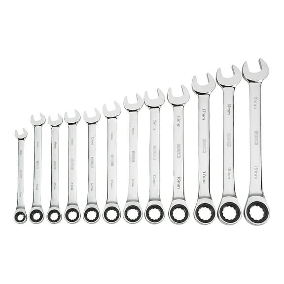 Klutch Ratcheting Wrench Set, 12-Pc., Metric: 8-19mm