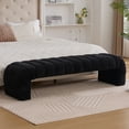 thumbnail image 3 of HIUU 70"Black Bench for Bedroom,Bed Benches for Foot of Bed with Streamline Design,Fabric Ottoman Bench with Soft Teddy Fabric,Modern Bedroom Benches for Living Room and Bedroom, Entryway, 3 of 9