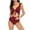 Burgundy, variant on Women's One Piece Bikini Ruffle Solid Color Adjustable Backless Bikini (Blue,XL)