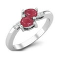 thumbnail image 2 of 4X3MM Pear Shape Ruby Glass Filled July Birthstone Ring in 925 Sterling Silver Bypass Two Stone Mother's Day Gift Ring, 2 of 3