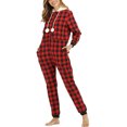 thumbnail image 5 of Sunloudy Women's Pajama, Plaid Jumpsuit Drawstring Hemming One Piece Garment, 5 of 5