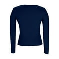 thumbnail image 7 of ZQGJB Fall Spring Long Sleeve Shirts for Women Ribbed Scoop Neck Tops 2025 Fall Basic Solid Color Athletic Workout Tees Fitted Thermal Undershirts Clothes Navy XL, 7 of 7