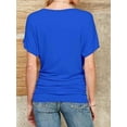 thumbnail image 3 of Women's Casual Short Sleeve Dolman Boat Neck Summer T Shirts with pleats Size S-3XL, 3 of 4