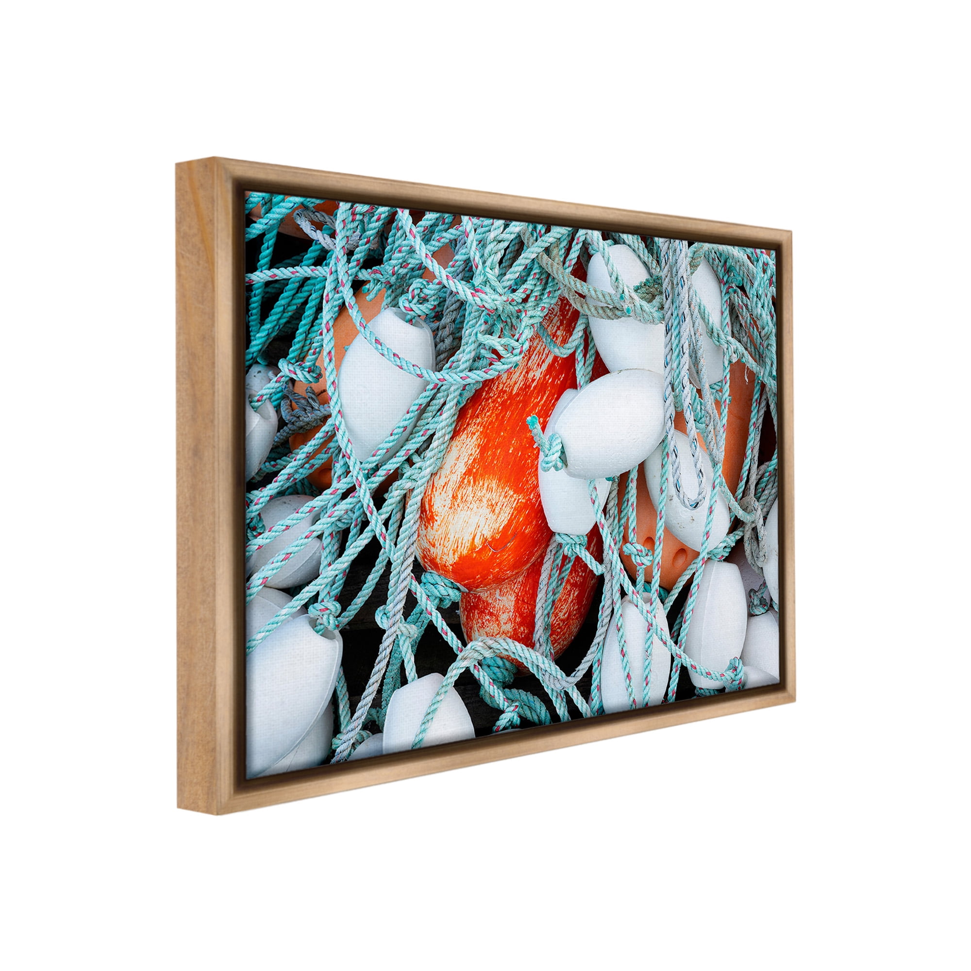 Stupell Industries Fishing Lines & Bobbers Nature Photography Brown Floater Framed Canvas Art Print Wall Art, 31 x 25