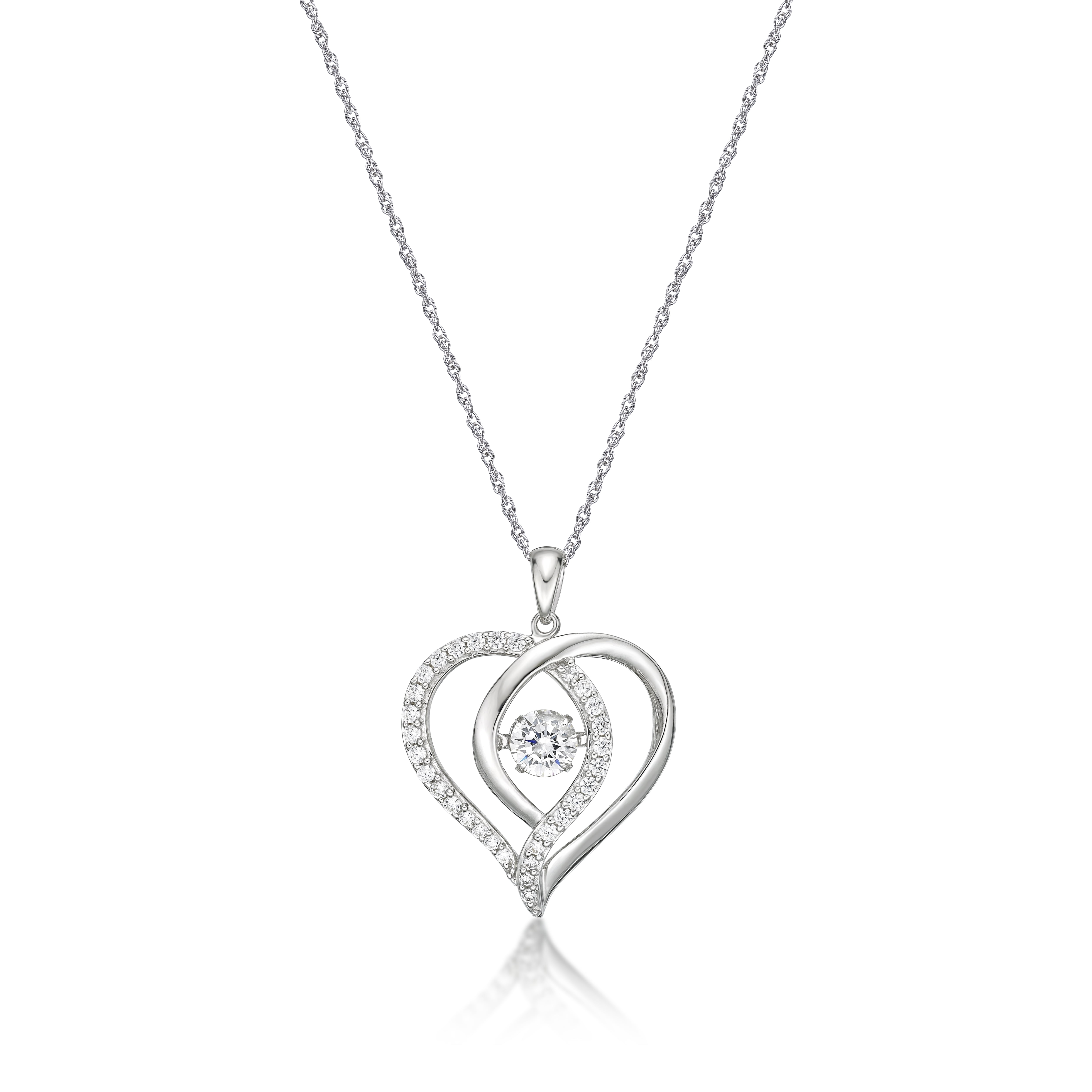 Open Heart Design Bar Pendant Necklace .925 Sterling Silver