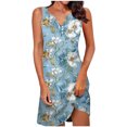 thumbnail image 5 of TaTaai Women Chic Retro Print V-Neck Sleeveless Short Dress Loose Casual Fit Ladies Spring Summer Office Casual Wear Lightweight Breathable Soft Comfortable Stylish Dress Gift, 5 of 8