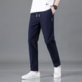 thumbnail image 1 of Pantalones negros con forro polar para hombre, otoño e invierno, estilo coreano, tallas grandes, ajustados, rectos, casuales, 1 of 5