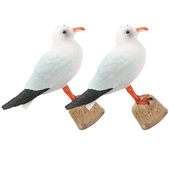 Nicehomfit 2Pcs Rustic Figurines Birds Seagull Bird Statue Multi Plastic Decoration Bedroom Cafe