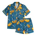 thumbnail image 4 of Summer Sales Womens Pajama Sets Funny Pumpkin Print Short Sleeve Button Top Loungewear Halloween Pajama Sets for Women 2 Piece, 4 of 4