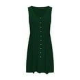 thumbnail image 6 of ShomPort Eyelet Sleeveless Dress for Women Summer Round Neck Button Elastic Waist Dress Casual Knee Length Sundresses, 6 of 8