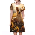 thumbnail image 1 of Balery Pastoral Sunflower Corgi Vestidos sueltos de manga corta para mujer, vestidos de verano 2025, vestidos casuales de corte A con vuelo., 1 of 6