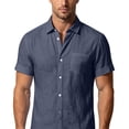 thumbnail image 5 of Avirosel Men's Cotton Short Sleeve Hawaiian Shirt Casual Loose Button Down Summer Beach Shirts with Pocket Navy, 5 of 6