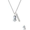 thumbnail image 2 of Delight Jewelry Resin White Bull Terrier Dog Silvertone Fearless Bar Charm Necklace, 23", 2 of 4