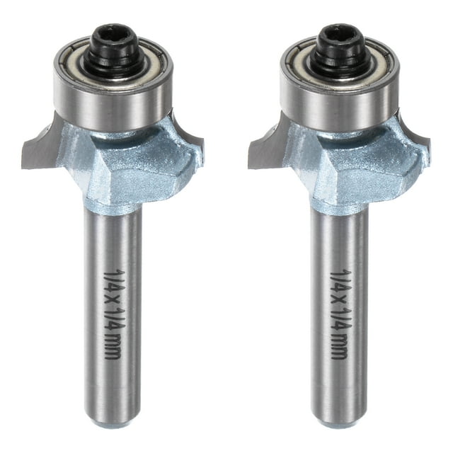 Uxcell Lot de 2 Embout de Routeur Rond 1/4 Tige 1/8 Pouces Rangée Pointe en Acier Tungstène Bleu Clair