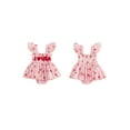 thumbnail image 2 of BemeyourBBs Newborn Baby Girl 4th of July Romper Dress Outfit Patriotic Independent Day Summer Smocked Dress Cute I Love USA Letters Embroidery Flying Sleeve Star Print Tulle Tutu Dress Playsuit, 2 of 9