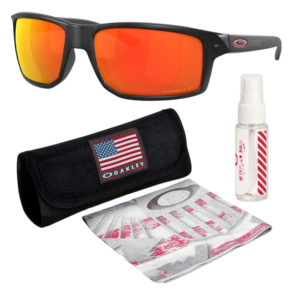 Oakley OO9449 Gibston Square Shaped Polarized Sunglasses for Men - Includes Official Eyewear Kit - Matte Black Frame with Prizm Black Lens